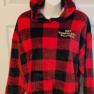 Red and Black Plaid Fuzzy Hoodie